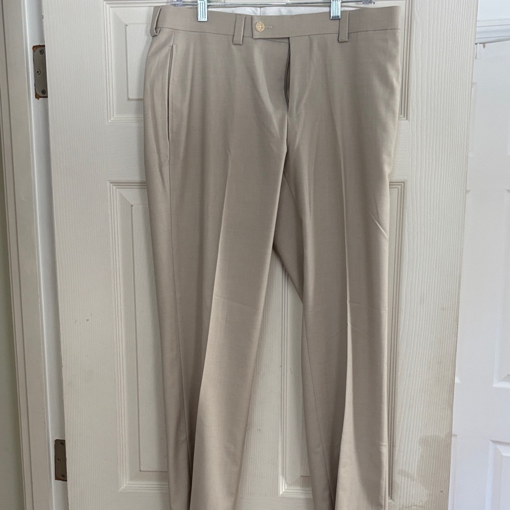 Calvin Klein Men's Classic Pleated Dress Pants — Beige